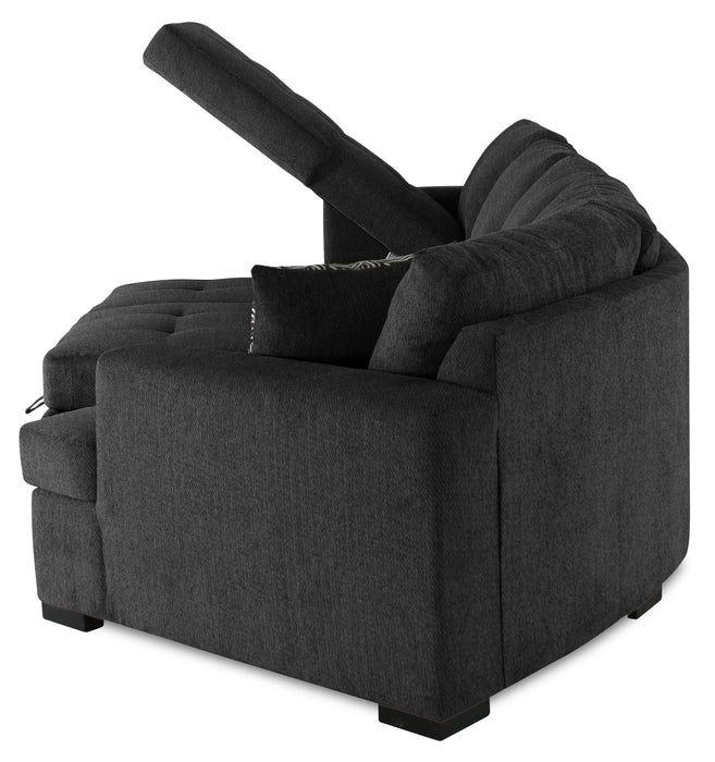 Legend 3-Piece Right-Facing Chenille Cuddler Sleeper Sectional with Chaise - Pepper 