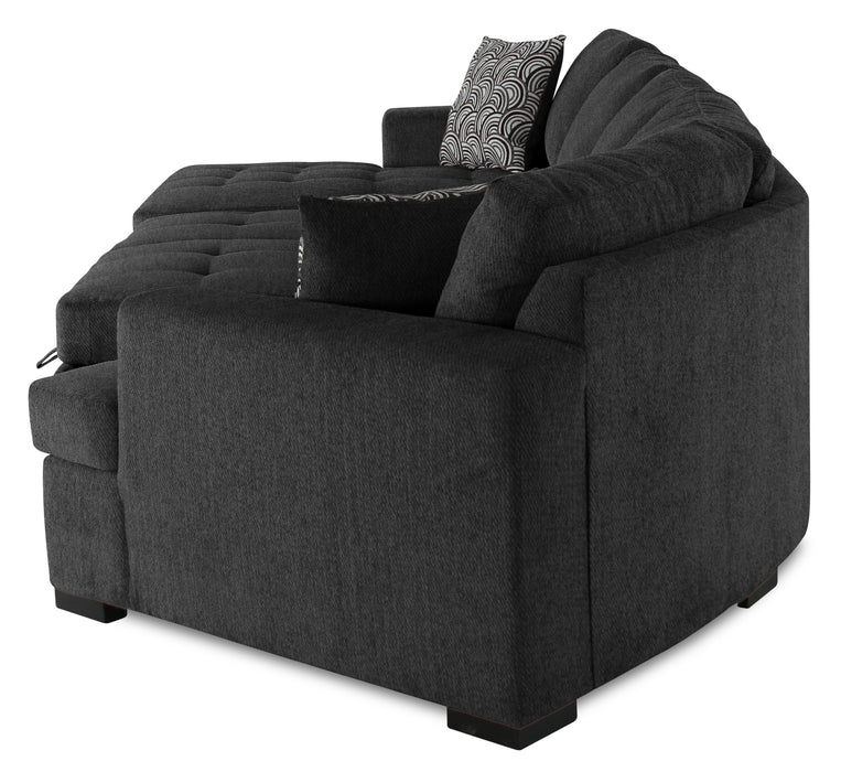 Legend 3-Piece Right-Facing Chenille Cuddler Sleeper Sectional with Chaise - Pepper 