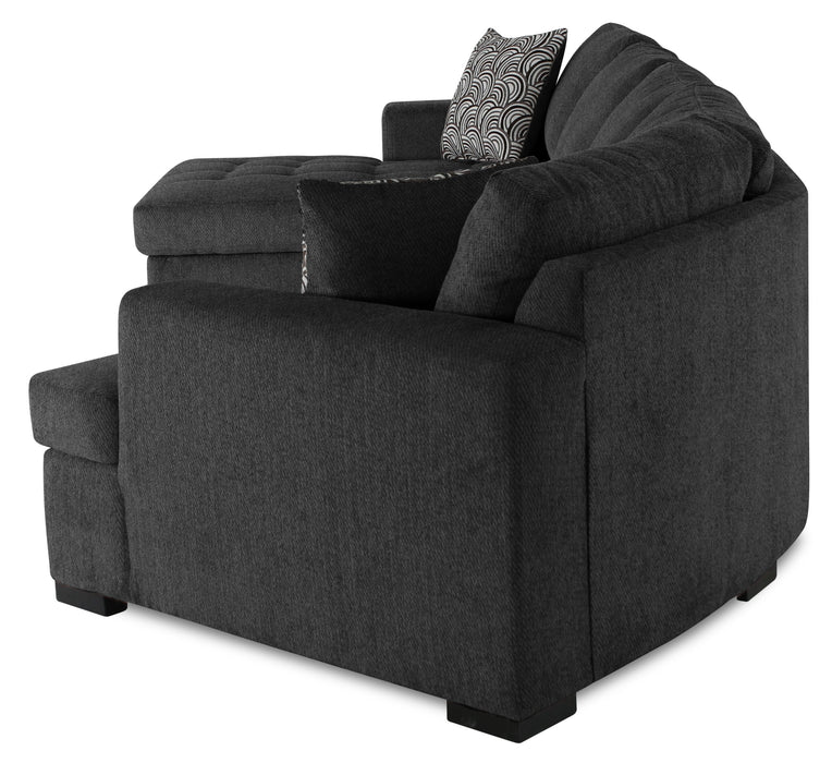 Legend 3-Piece Right-Facing Chenille Cuddler Sleeper Sectional with Chaise - Pepper 