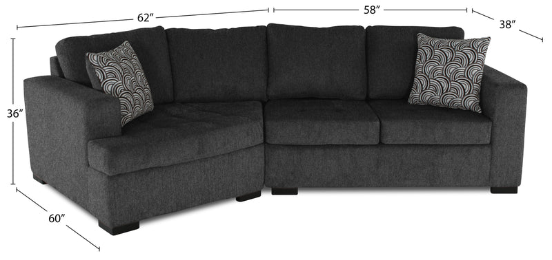 Legend 2-Piece Left-Facing Chenille Cuddler Sectional - Pepper