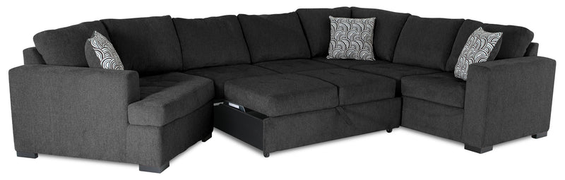 Legend 3-Piece Left-Facing Chenille Cuddler Sleeper Sectional - Pepper
