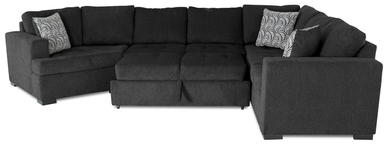 Legend 3-Piece Left-Facing Chenille Cuddler Sleeper Sectional - Pepper