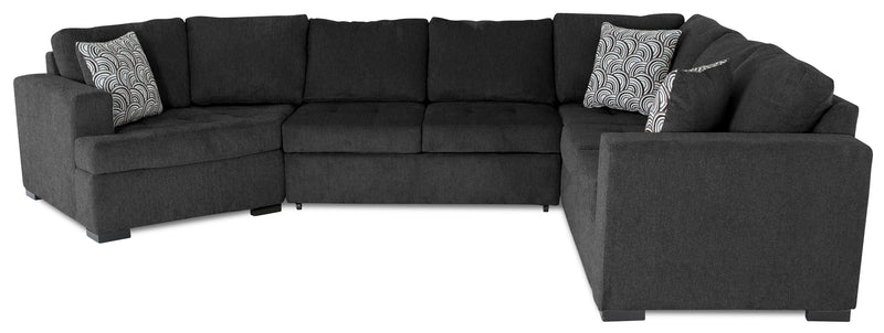 Legend 3-Piece Left-Facing Chenille Cuddler Sleeper Sectional - Pepper
