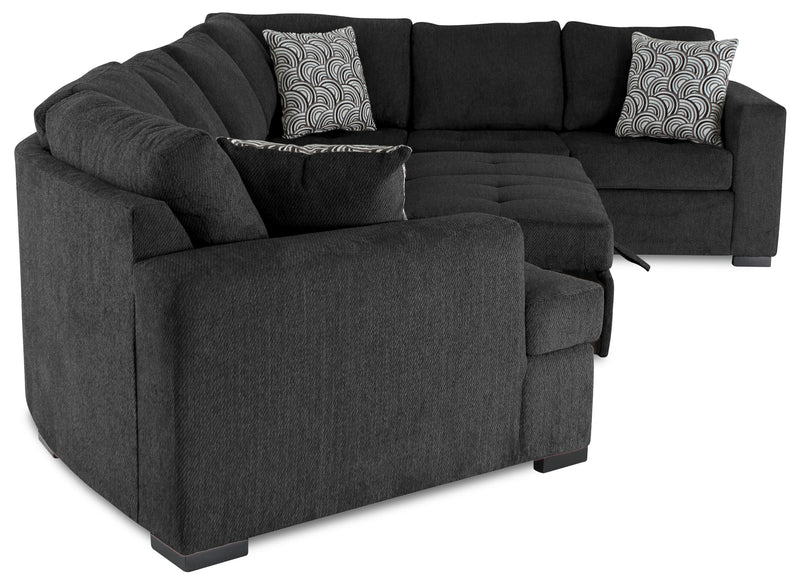 Legend 3-Piece Left-Facing Chenille Cuddler Sleeper Sectional - Pepper