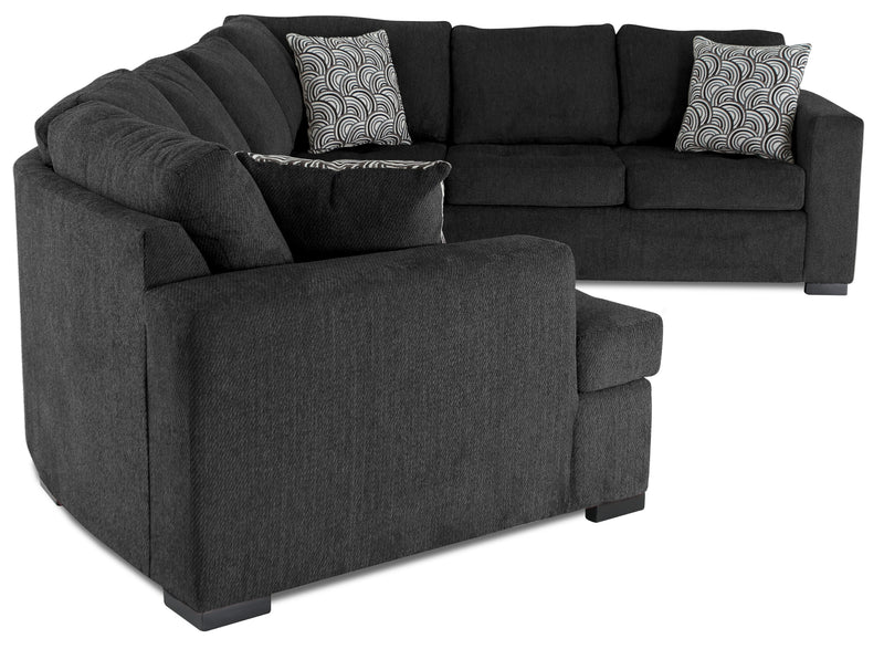 Legend 3-Piece Left-Facing Chenille Cuddler Sleeper Sectional - Pepper