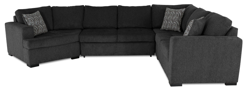 Legend 4-Piece Left-Facing Chenille Cuddler Sleeper Sectional - Pepper