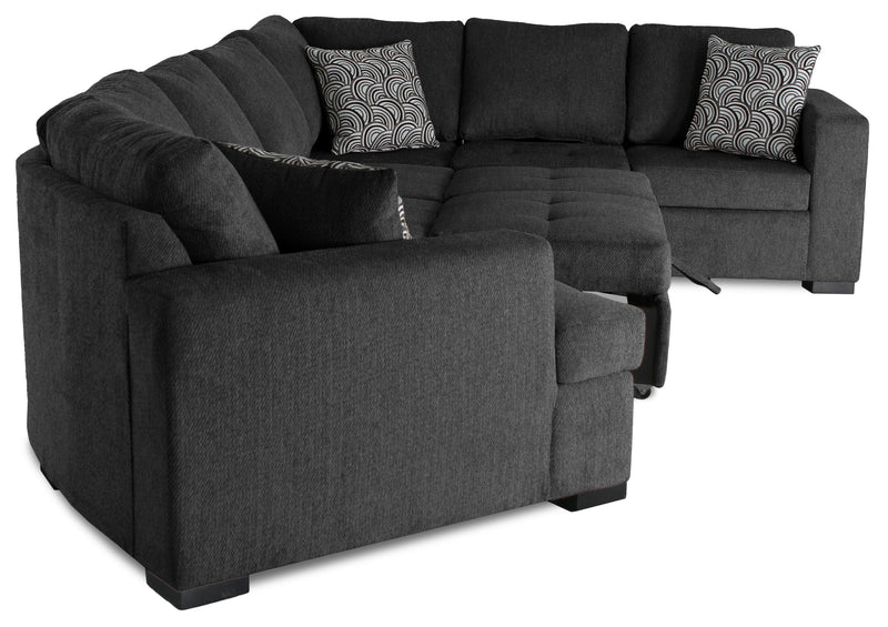 Legend 4-Piece Left-Facing Chenille Cuddler Sleeper Sectional - Pepper