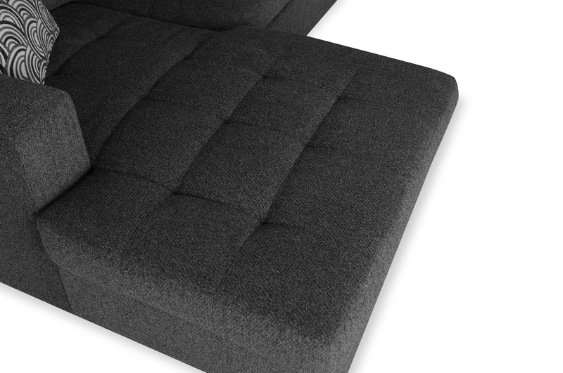 Made in Canada Legend 2-Piece Left-Facing Chenille Fabric Sleeper Sectional with Storage Chaise - Pepper Grey 