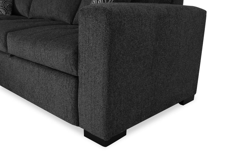 Made in Canada Legend 2-Piece Left-Facing Chenille Fabric Sleeper Sectional with Storage Chaise - Pepper Grey 