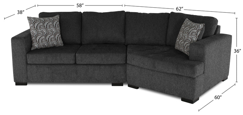 Legend 2-Piece Right-Facing Chenille Cuddler Sectional - Pepper