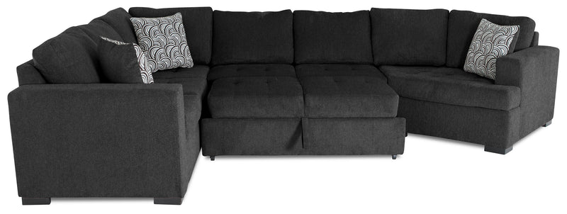 Legend 3-Piece Right-Facing Chenille Cuddler Sleeper Sectional - Pepper