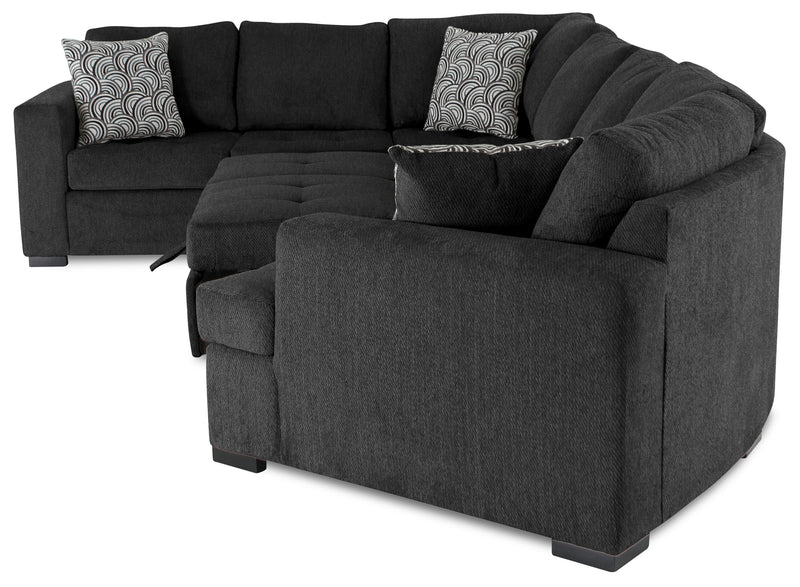 Legend 3-Piece Right-Facing Chenille Cuddler Sleeper Sectional - Pepper
