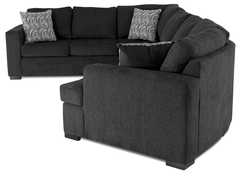 Legend 3-Piece Right-Facing Chenille Cuddler Sleeper Sectional - Pepper