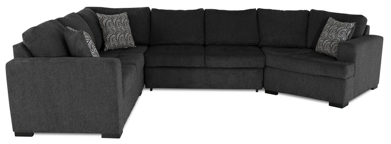 Legend 4-Piece Right-Facing Chenille Cuddler Sleeper Sectional - Pepper