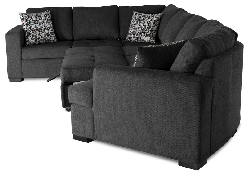 Legend 4-Piece Right-Facing Chenille Cuddler Sleeper Sectional - Pepper