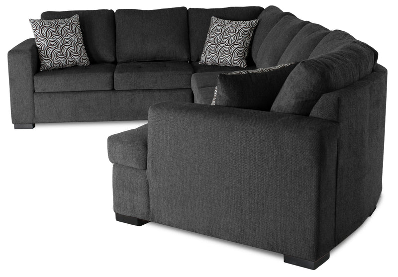 Legend 4-Piece Right-Facing Chenille Cuddler Sleeper Sectional - Pepper