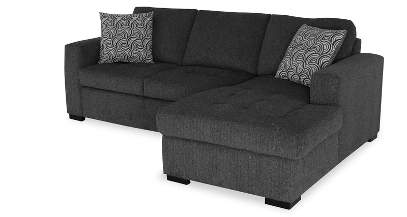 Made in Canada Legend 2-Piece Right-Facing Chenille Fabric Sleeper Sectional with Storage Chaise - Pepper Grey 