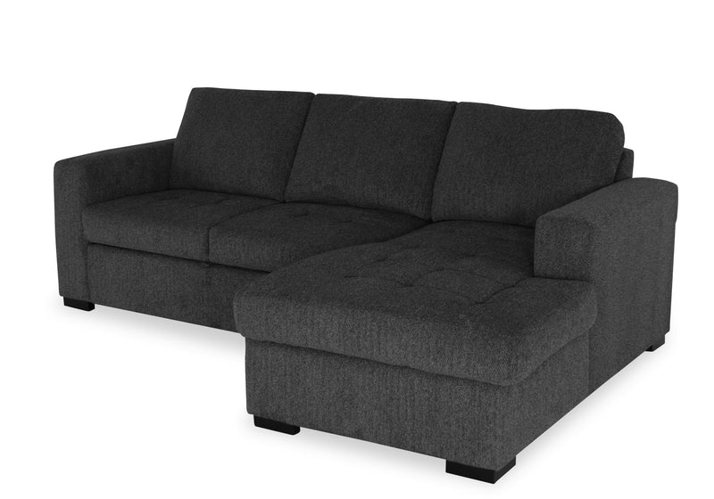Made in Canada Legend 2-Piece Right-Facing Chenille Fabric Sleeper Sectional with Storage Chaise - Pepper Grey 