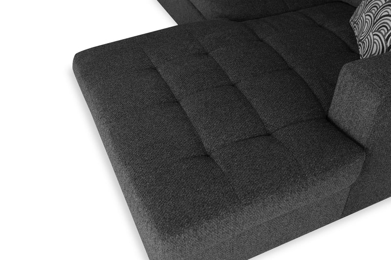 Made in Canada Legend 2-Piece Right-Facing Chenille Fabric Sleeper Sectional with Storage Chaise - Pepper Grey 