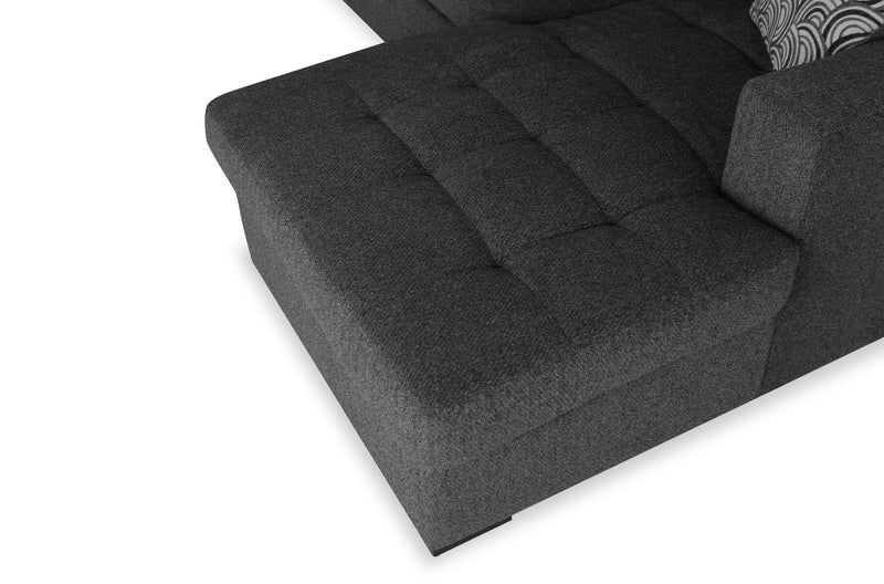Made in Canada Legend 2-Piece Right-Facing Chenille Fabric Sleeper Sectional with Storage Chaise - Pepper Grey 