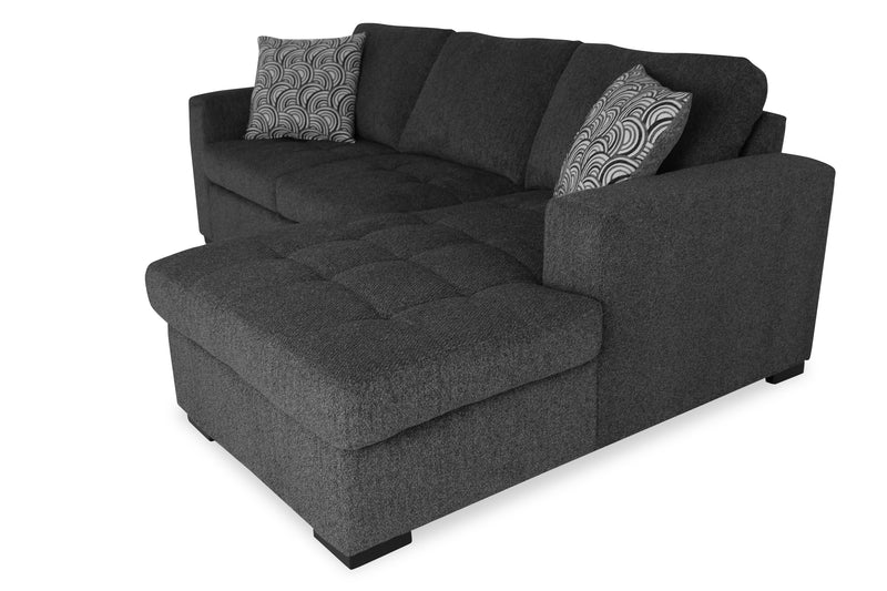 Made in Canada Legend 2-Piece Right-Facing Chenille Fabric Sleeper Sectional with Storage Chaise - Pepper Grey 