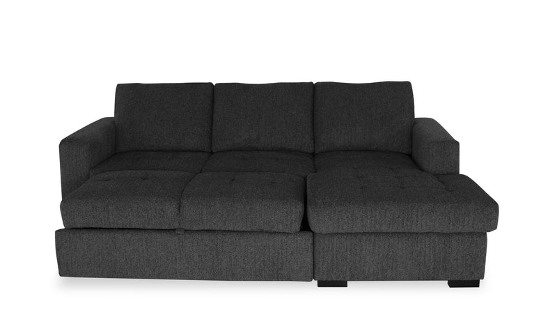 Made in Canada Legend 2-Piece Right-Facing Chenille Fabric Sleeper Sectional with Storage Chaise - Pepper Grey 