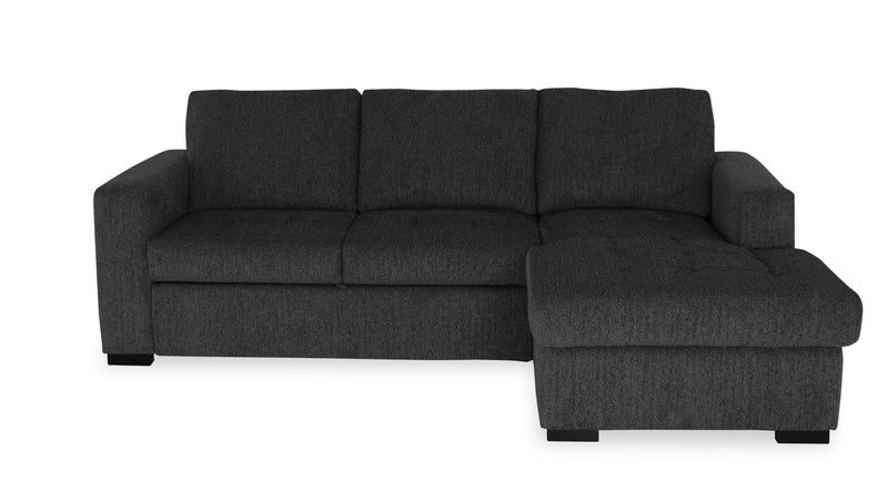 Made in Canada Legend 2-Piece Right-Facing Chenille Fabric Sleeper Sectional with Storage Chaise - Pepper Grey 