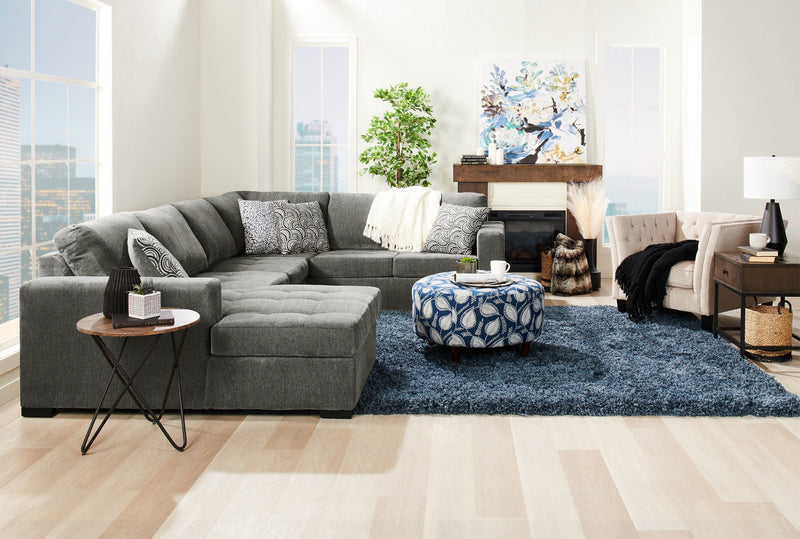 Made in Canada Legend 3-Piece Left-Facing Chenille Fabric Sleeper Sectional with Storage Chaise - Pewter Brown 