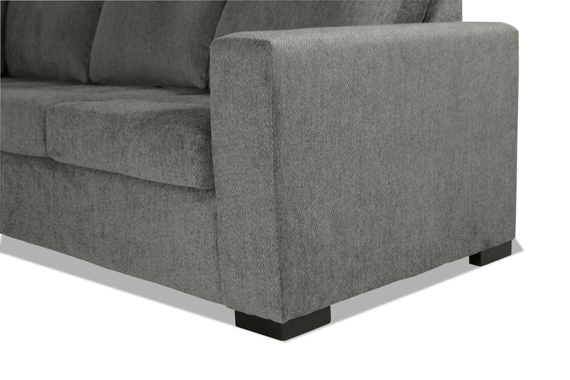 Made in Canada Legend 3-Piece Left-Facing Chenille Fabric Sleeper Sectional with Storage Chaise - Pewter Brown 