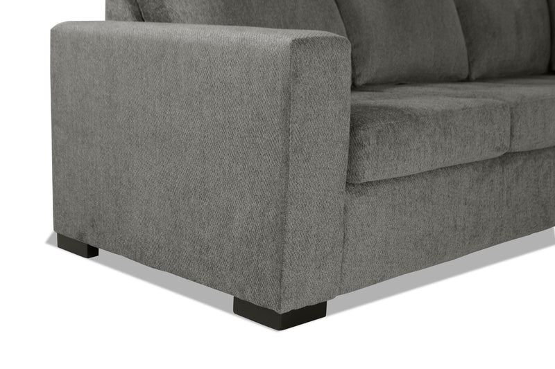 Made in Canada Legend 3-Piece Right-Facing Chenille Fabric Sleeper Sectional with Storage Chaise - Pewter Brown 