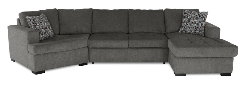 Legend 3-Piece Left-Facing Chenille Cuddler Sleeper Sectional with Chaise - Pewter
