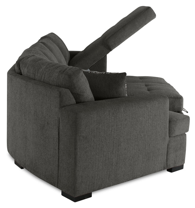 Legend 3-Piece Left-Facing Chenille Cuddler Sleeper Sectional with Chaise - Pewter