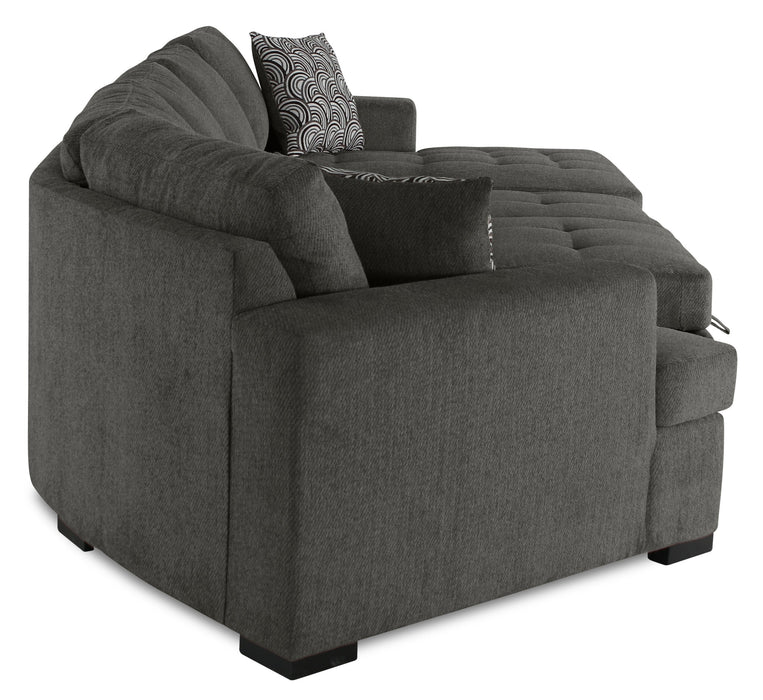 Legend 3-Piece Left-Facing Chenille Cuddler Sleeper Sectional with Chaise - Pewter