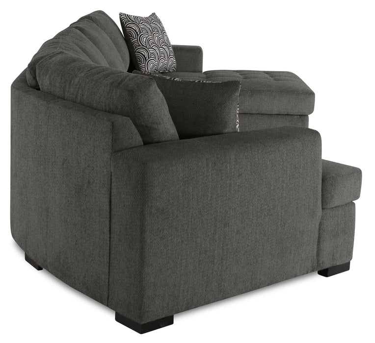 Legend 3-Piece Left-Facing Chenille Cuddler Sleeper Sectional with Chaise - Pewter
