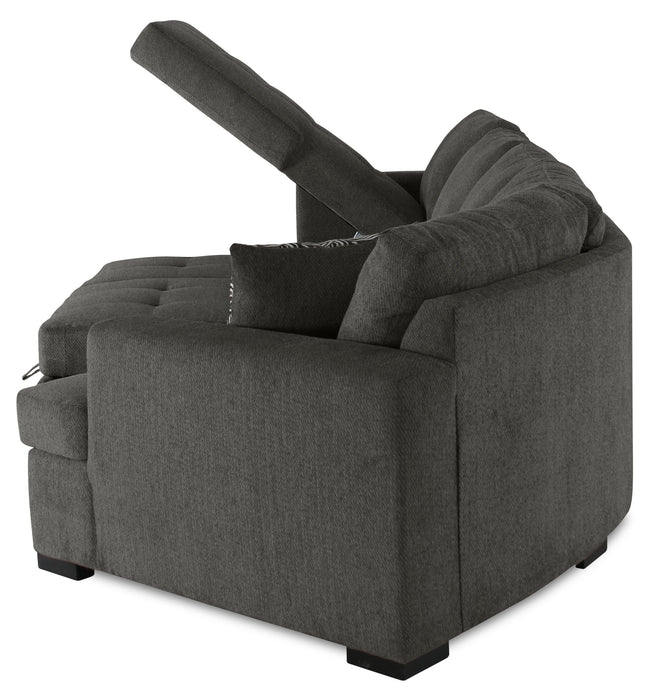 Legend 3-Piece Right-Facing Chenille Cuddler Sleeper Sectional with Chaise - Pewter