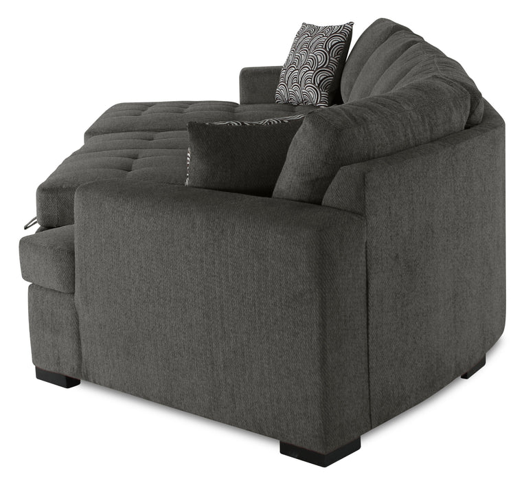 Legend 3-Piece Right-Facing Chenille Cuddler Sleeper Sectional with Chaise - Pewter