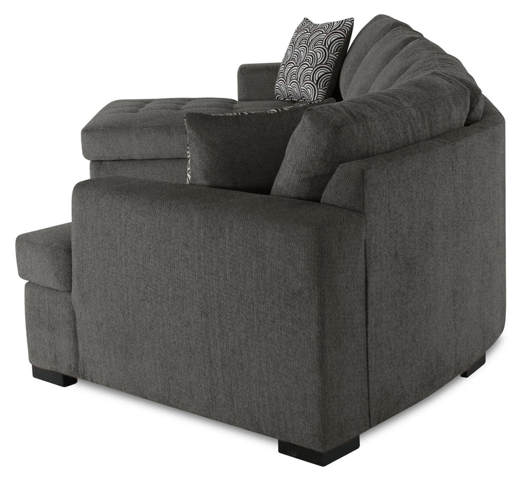 Legend 3-Piece Right-Facing Chenille Cuddler Sleeper Sectional with Chaise - Pewter