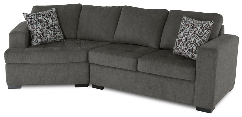 Legend 2-Piece Left-Facing Chenille Cuddler Sectional - Pewter