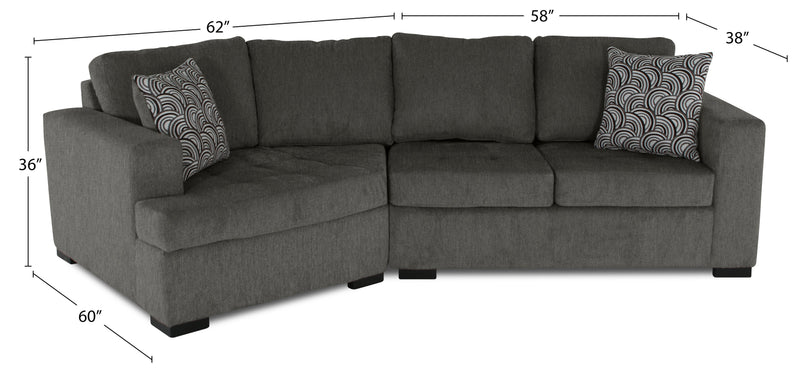 Legend 2-Piece Left-Facing Chenille Cuddler Sectional - Pewter