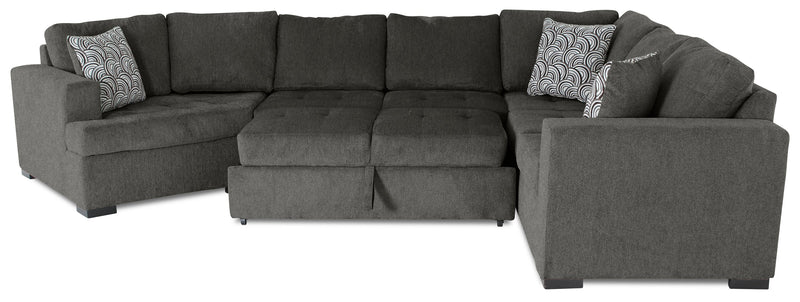 Legend 3-Piece Left-Facing Chenille Cuddler Sleeper Sectional - Pewter