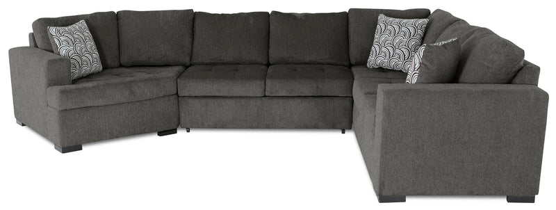 Legend 3-Piece Left-Facing Chenille Cuddler Sleeper Sectional - Pewter