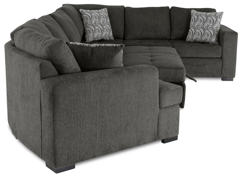 Legend 3-Piece Left-Facing Chenille Cuddler Sleeper Sectional - Pewter
