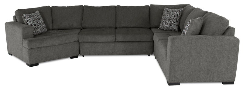 Legend 4-Piece Left-Facing Chenille Cuddler Sleeper Sectional - Pewter