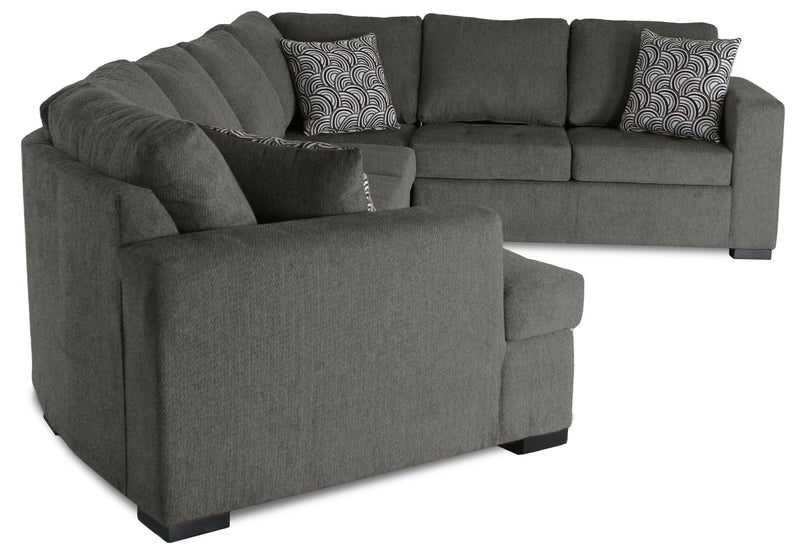 Legend 4-Piece Left-Facing Chenille Cuddler Sleeper Sectional - Pewter