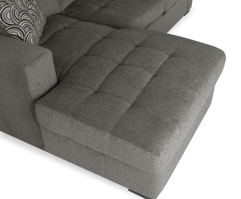 Made in Canada Legend 2-Piece Left-Facing Chenille Fabric Sleeper Sectional with Storage Chaise - Pewter Brown 
