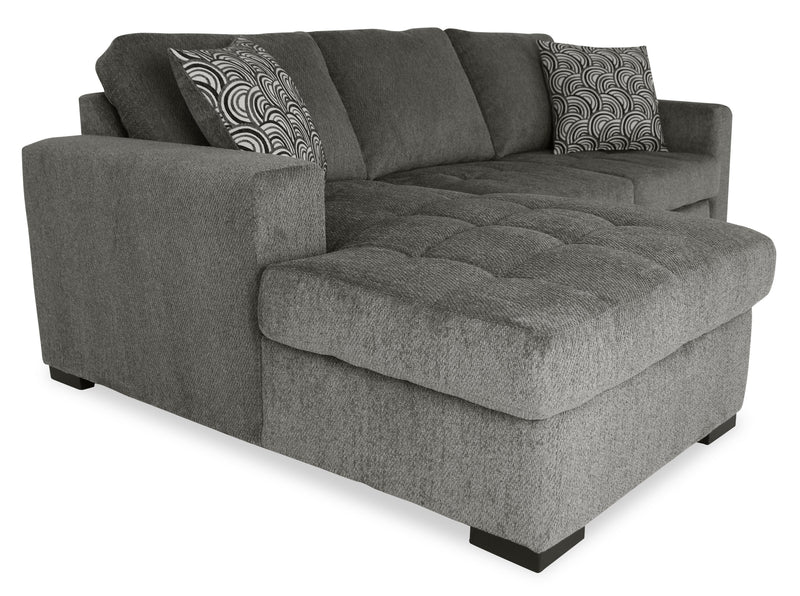 Made in Canada Legend 2-Piece Left-Facing Chenille Fabric Sleeper Sectional with Storage Chaise - Pewter Brown 