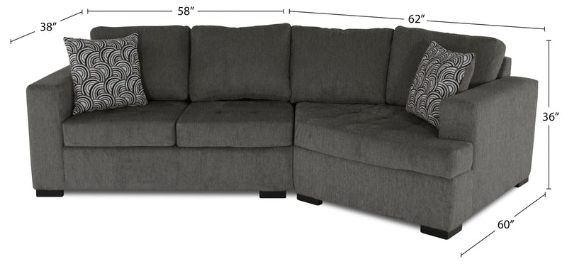 Legend 2-Piece Right-Facing Chenille Cuddler Sectional - Pewter