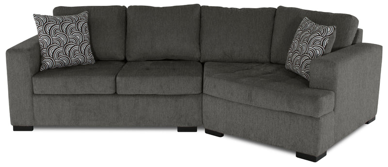 Legend 2-Piece Right-Facing Chenille Cuddler Sectional - Pewter
