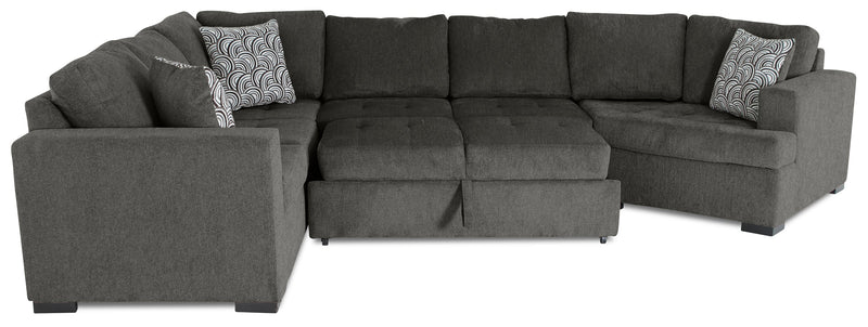 Legend 3-Piece Right-Facing Chenille Cuddler Sleeper Sectional - Pewter