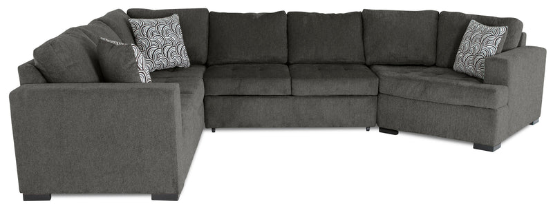 Legend 3-Piece Right-Facing Chenille Cuddler Sleeper Sectional - Pewter